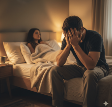 frustrated man in bed